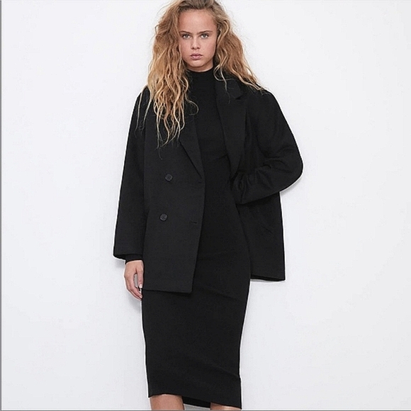 Zara Oversized Coat Black Size XS NWT - Picture 5 of 14